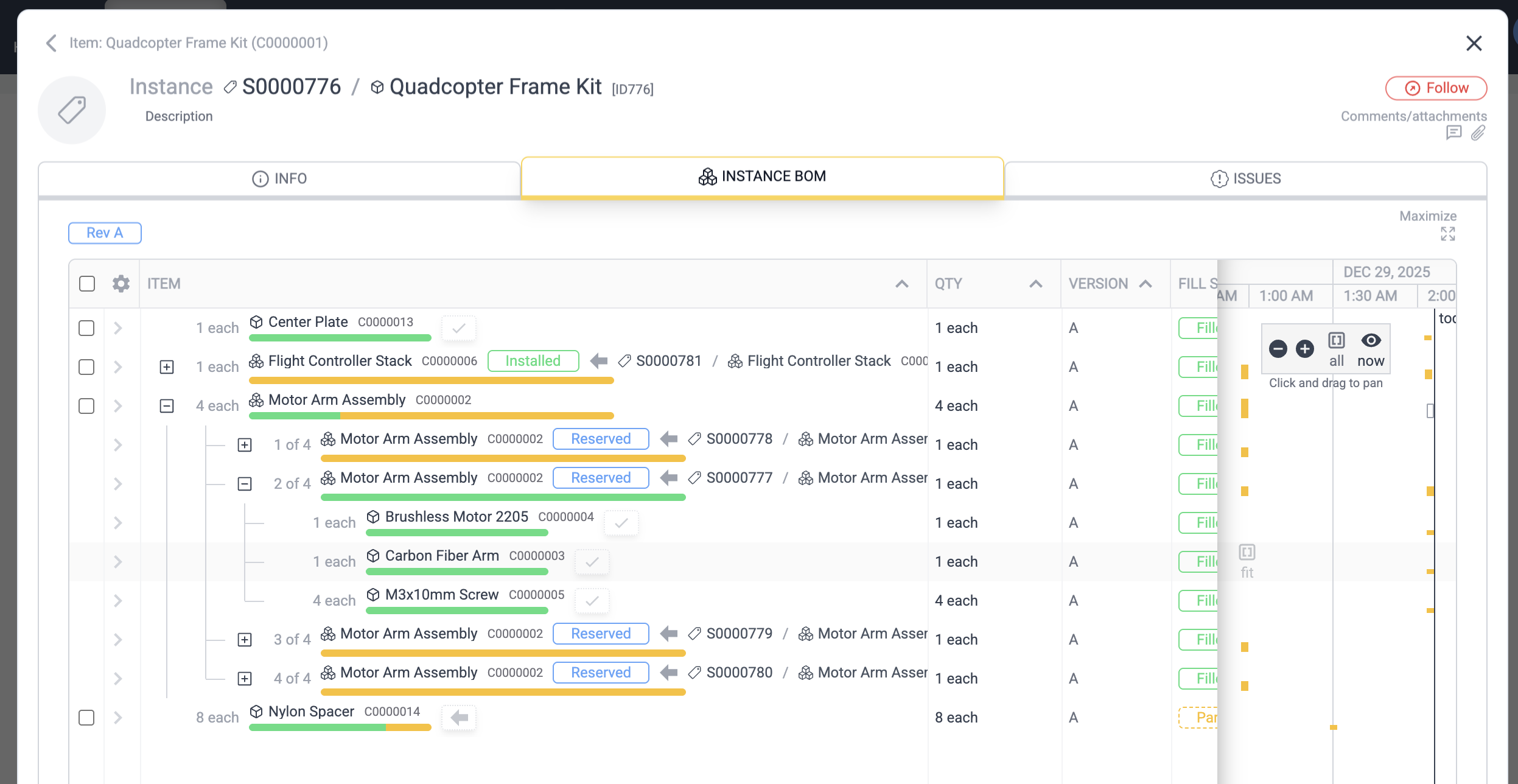 Partially-complete instance